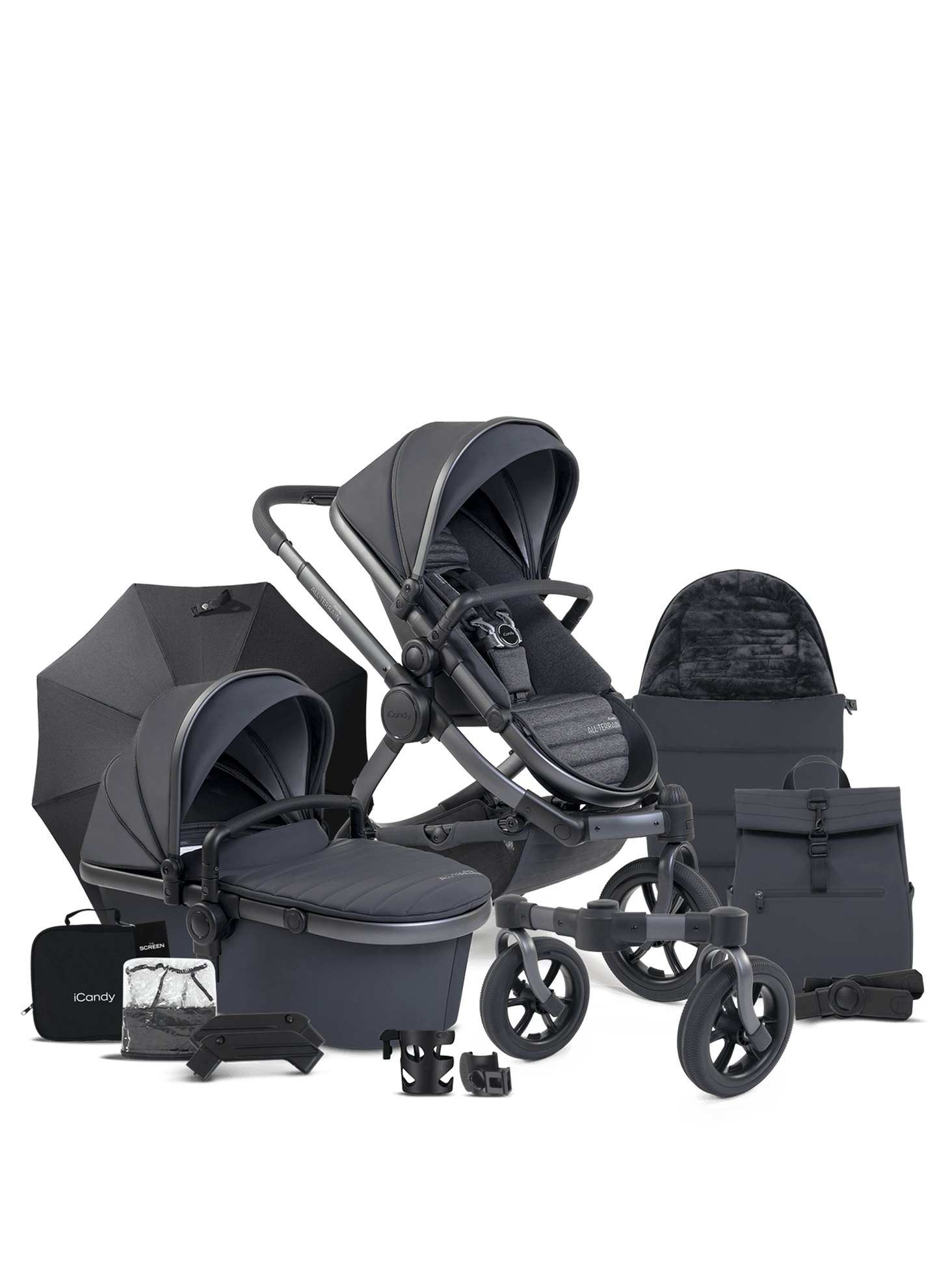 iCandy Peach All Terrain Pushchair and Carrycot Complete Bundle Storm iCandy World