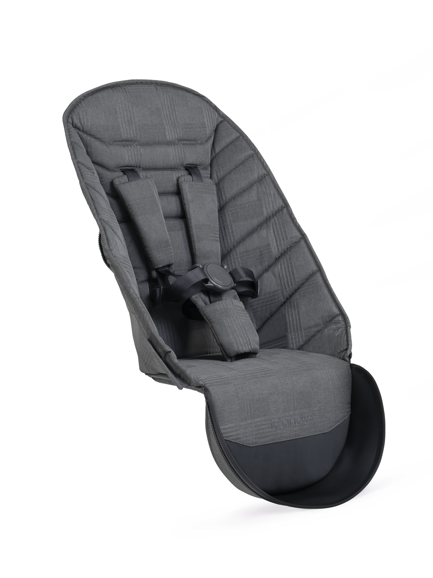 Peach Pram 2nd Seat Fabric in Dark Grey Check iCandy iCandy World