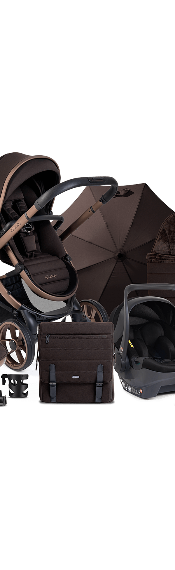 Peach 7 Pecan Pushchair and Carrycot - Complete Car Seat Bundle