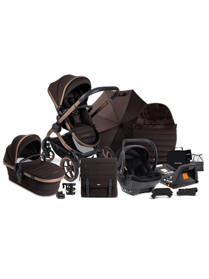 Peach 7 Pecan Pushchair and Carrycot - Complete Car Seat Bundle