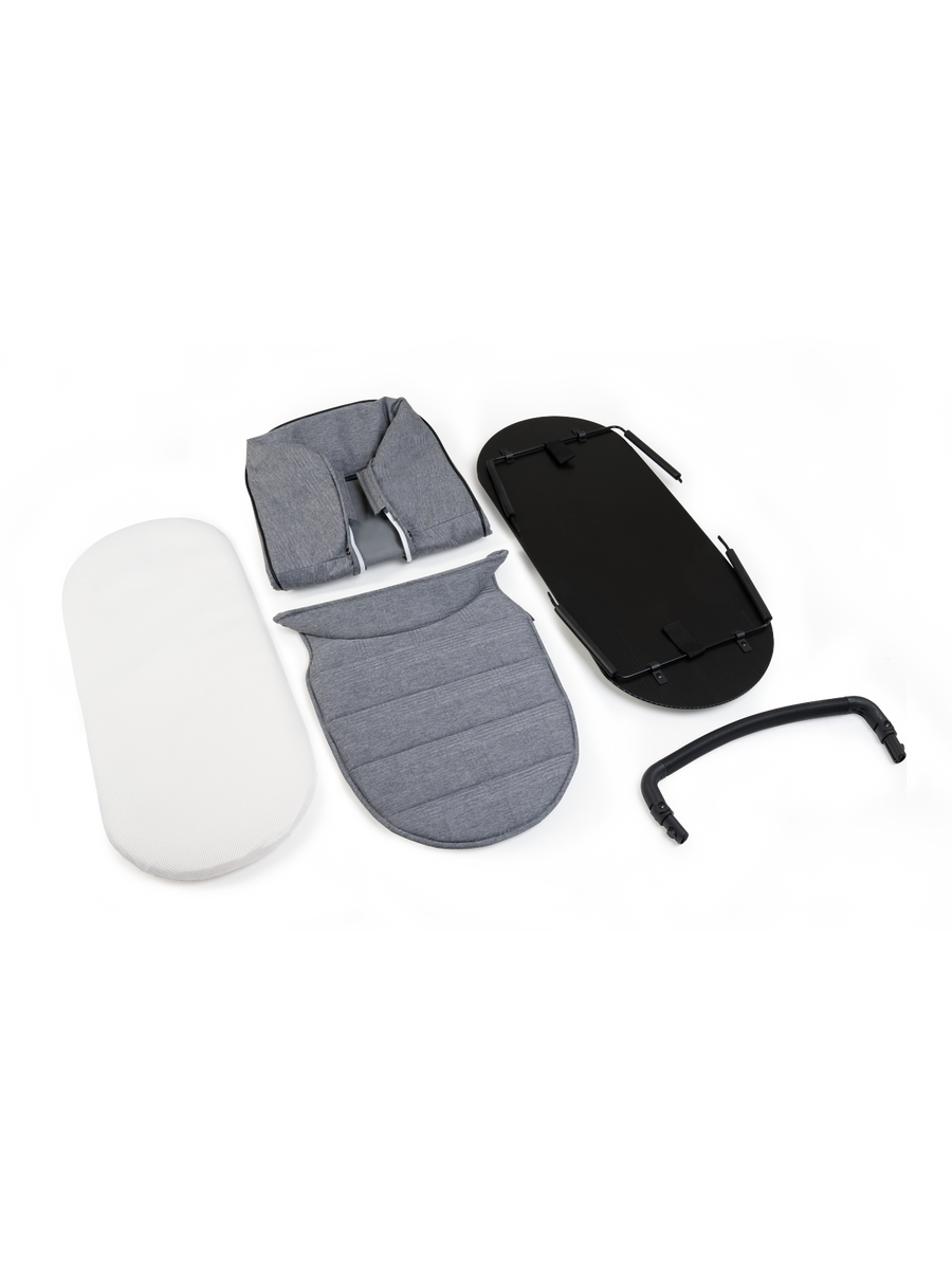 Peach 6 Light Grey Check 2nd Carrycot Fabric with Bumper Bar