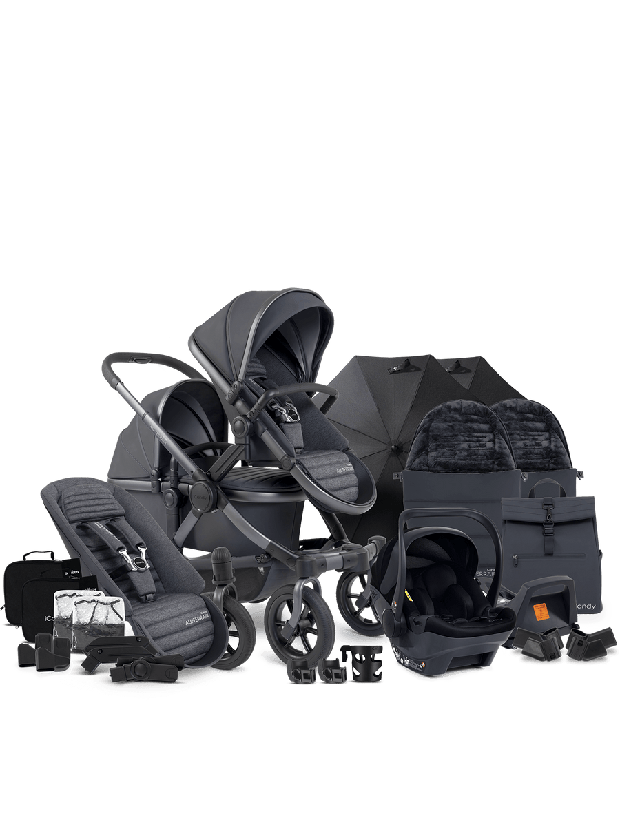 Peach 7 All-Terrain Storm Pushchair - Double Car Seat Bundle