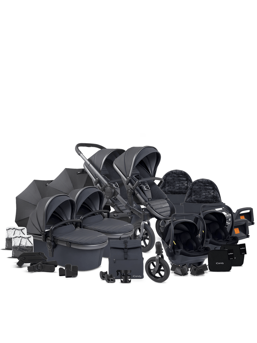 Peach 7 All-Terrain Storm Pushchair - Twin Car Seat Bundle