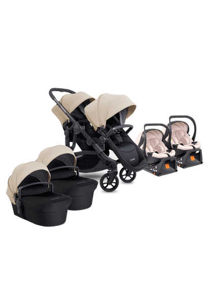 twin car seat stroller system Orange 4 Twin Travel System & Car Seat - Latte