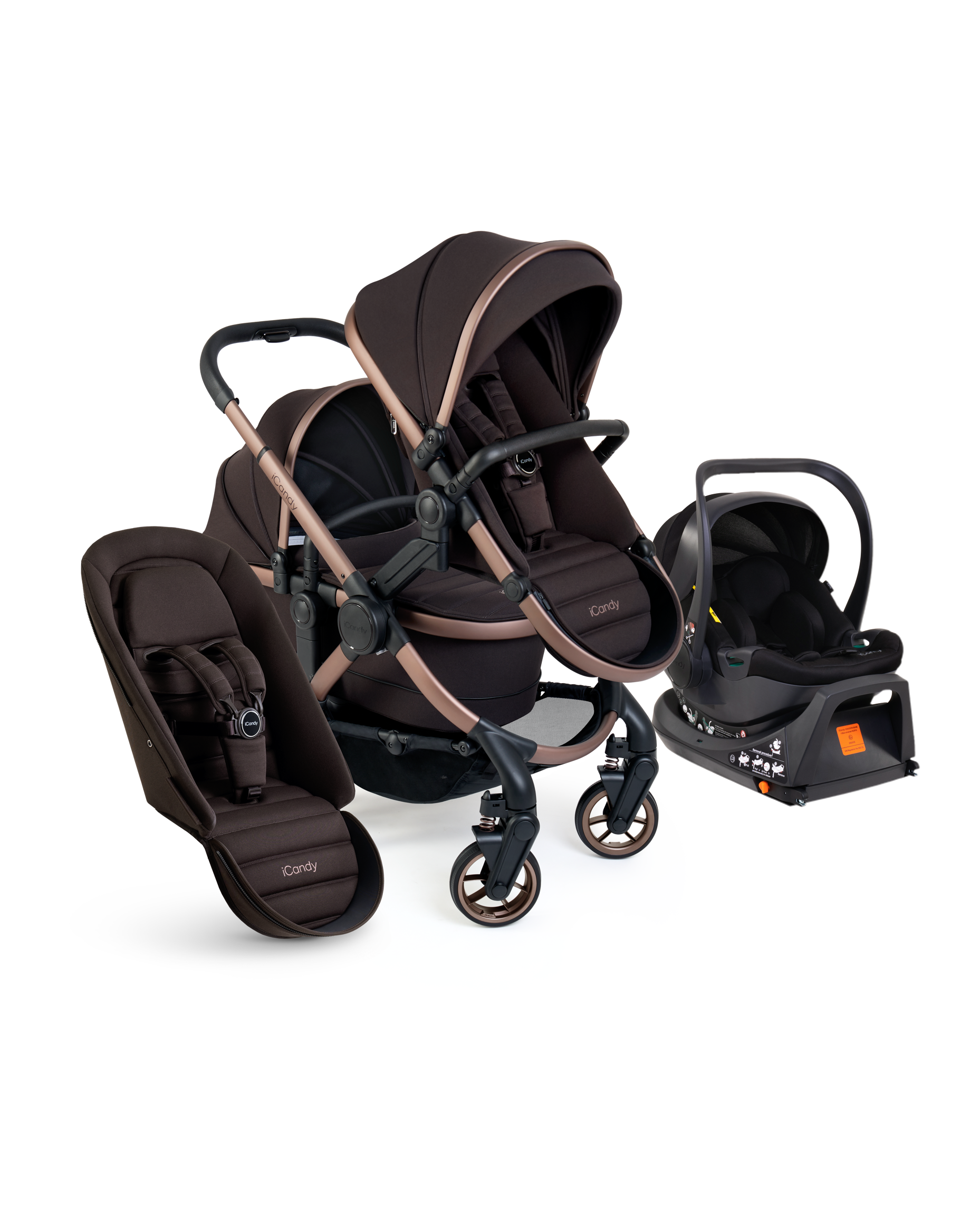 Peach 7 Pecan Pushchair and Carrycot - Double Car Seat