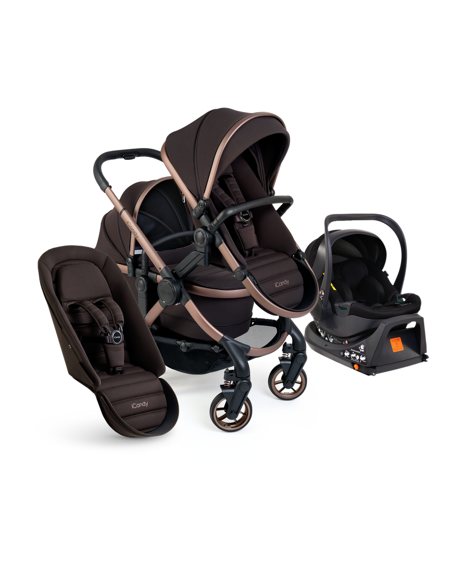 Peach 7 Pecan Pushchair and Carrycot - Double Car Seat