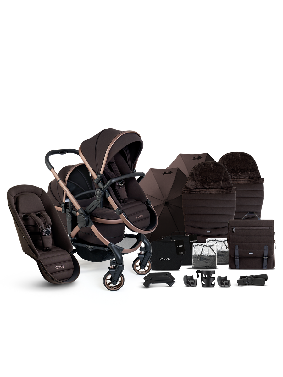 Peach 7 Pecan Pushchair with Carrycot - Double Bundle