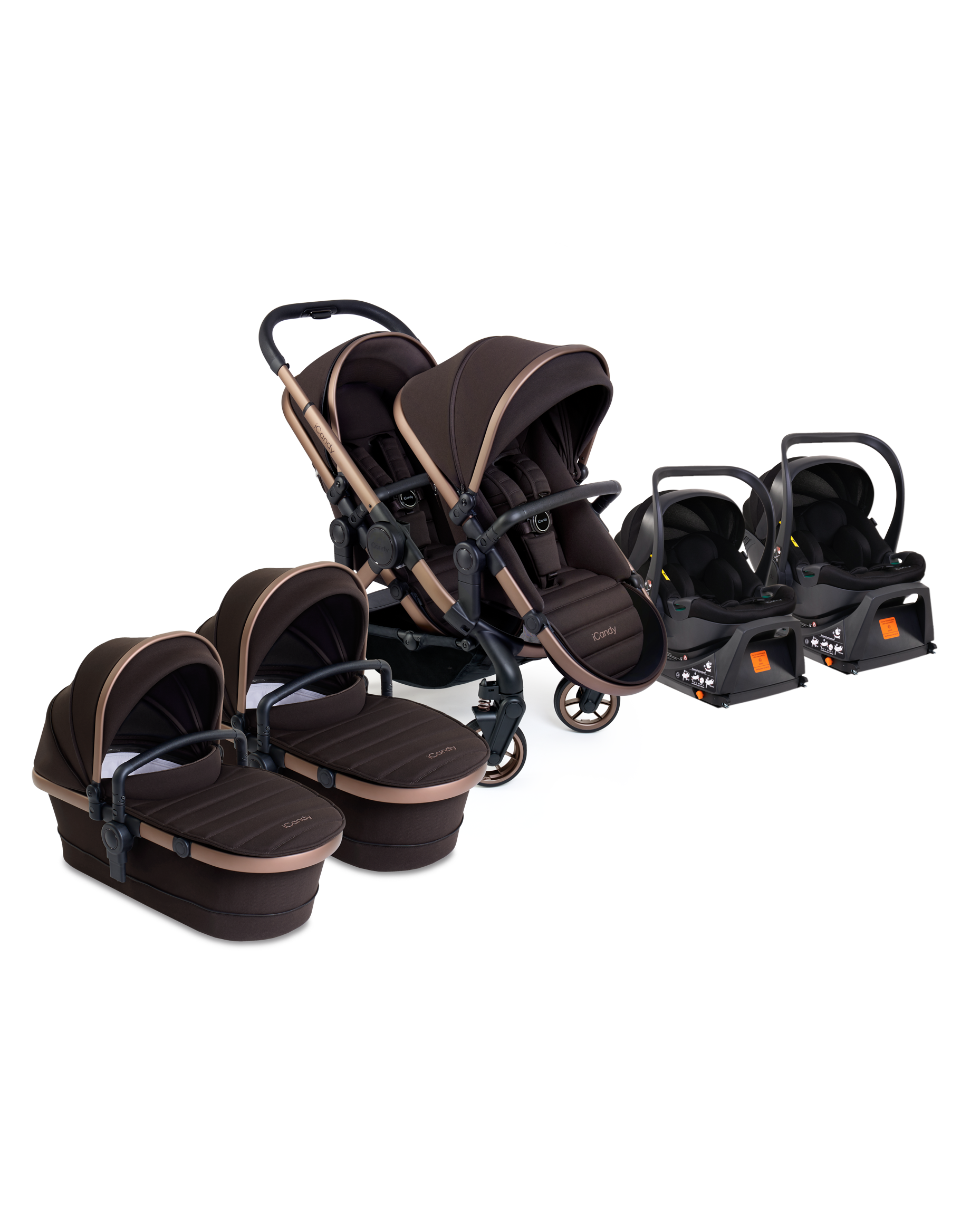 Peach 7 Pecan Pushchair and Carrycot - Twin Car Seat