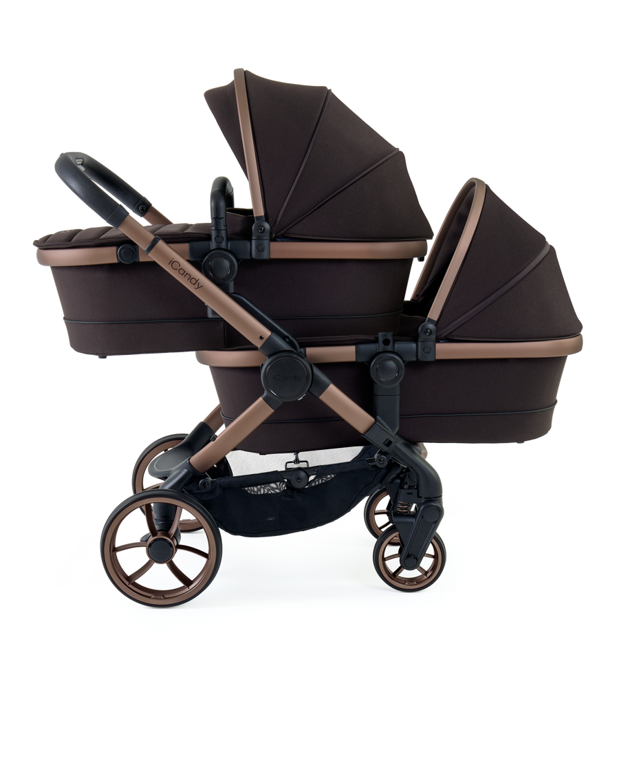 Peach 7 Pecan Stroller and Bassinet - Twin Car Seat