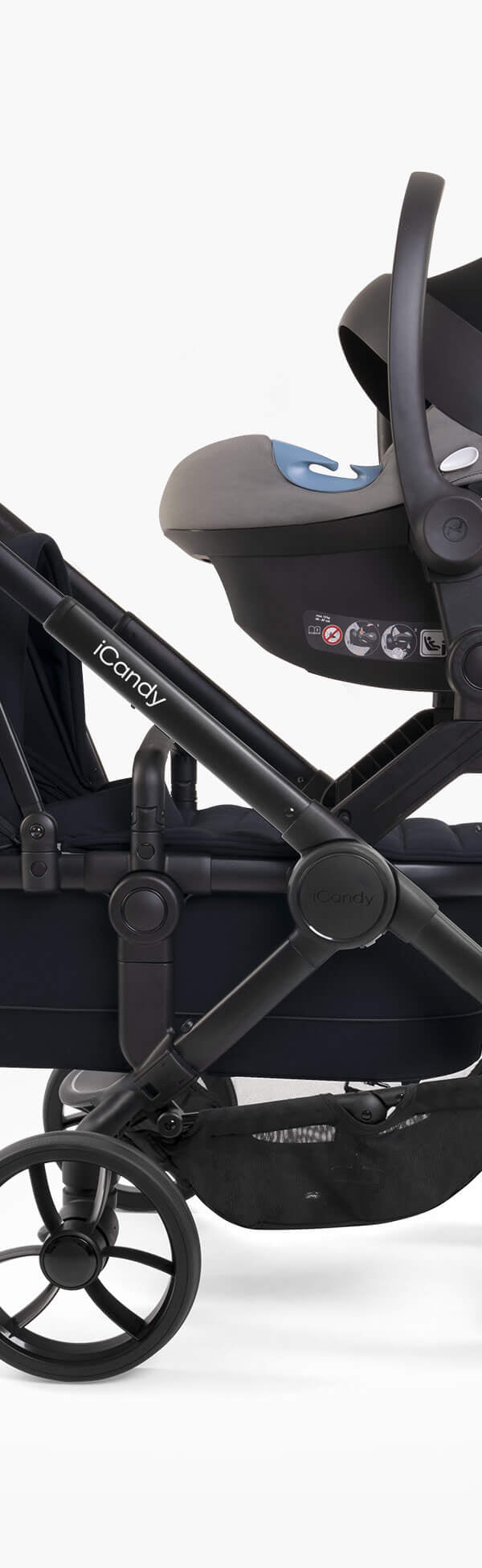 Peach 7 Black Pushchair and Carrycot - Twin