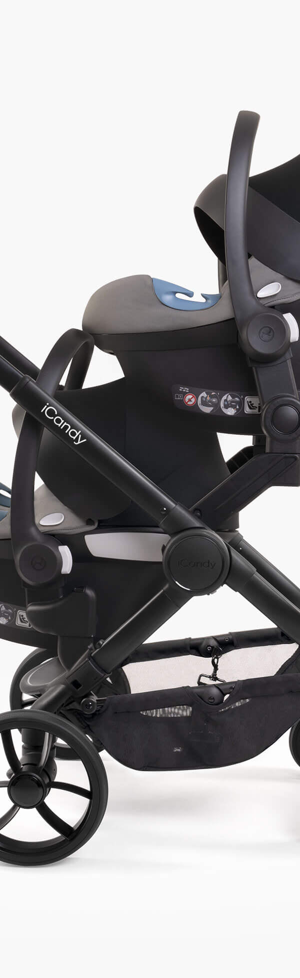 Peach 7 Black Pushchair and Carrycot - Twin