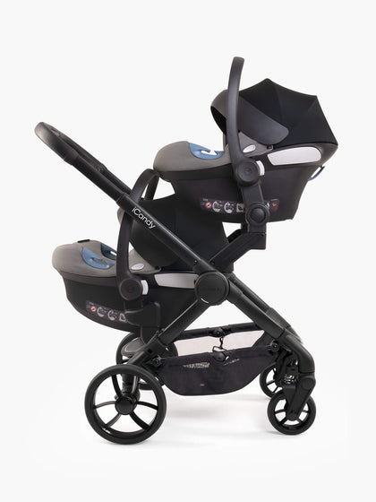 Peach 7 Black Pushchair and Carrycot - Twin