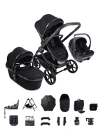 Peach 8 Black Pushchair and Carrycot - Complete Family Bundle
