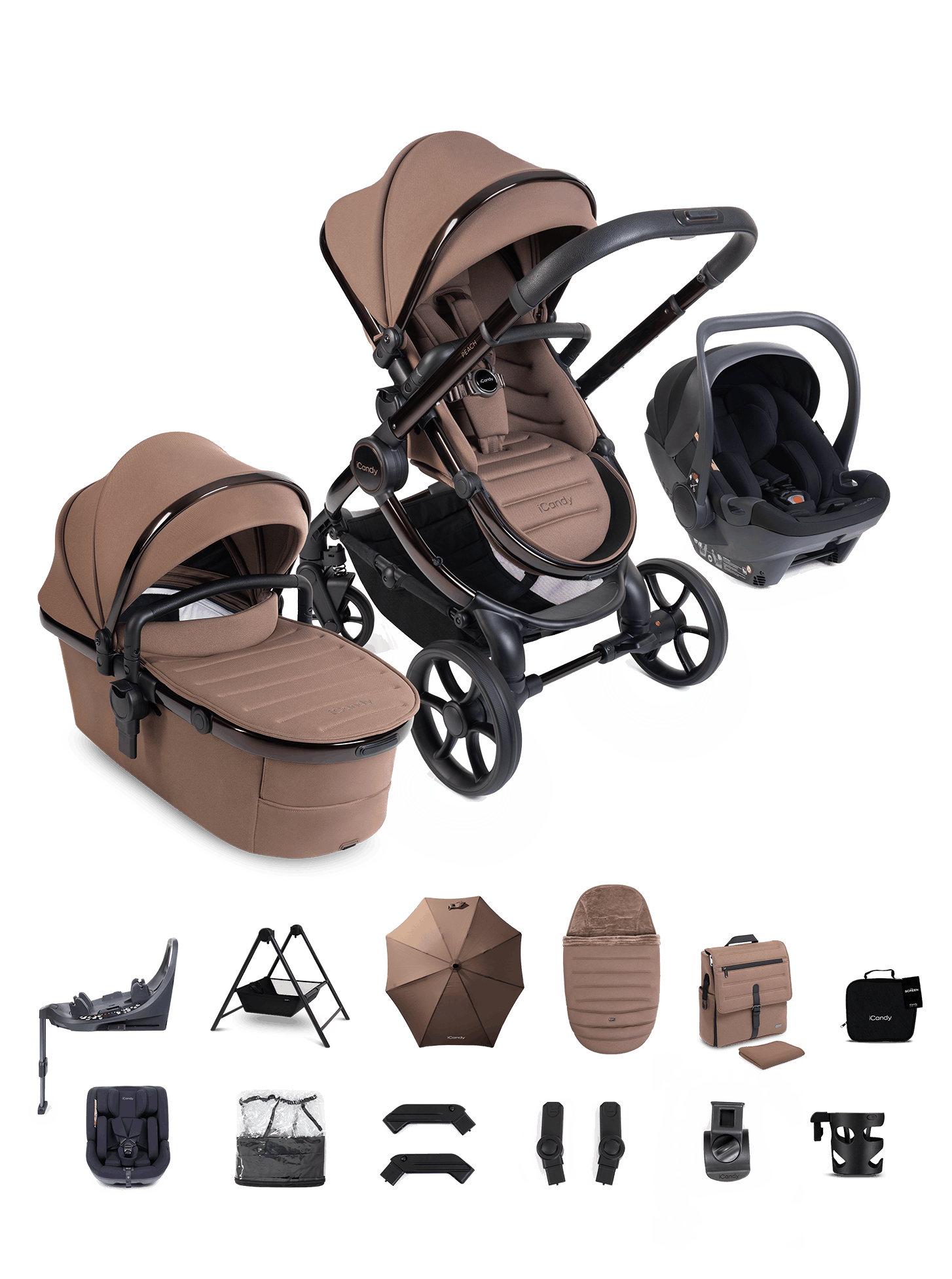 Peach 8 Coco Pushchair and Carrycot - Complete Family Bundle