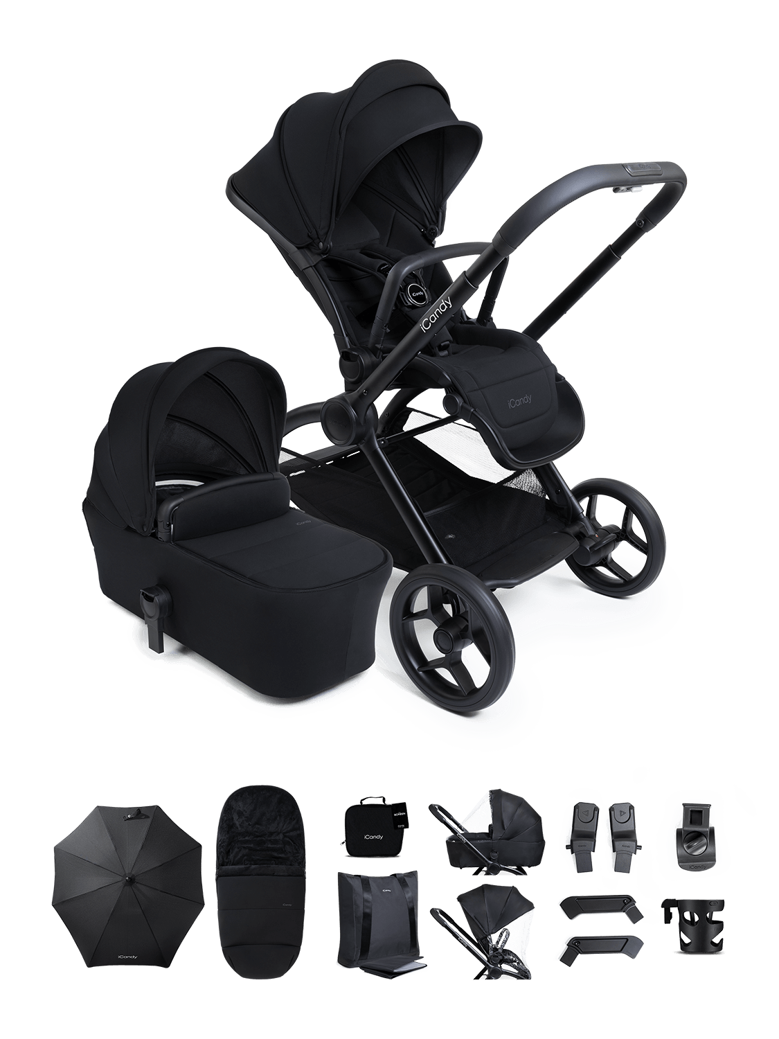 Core 2 Black Pushchair and Carrycot - Complete Bundle