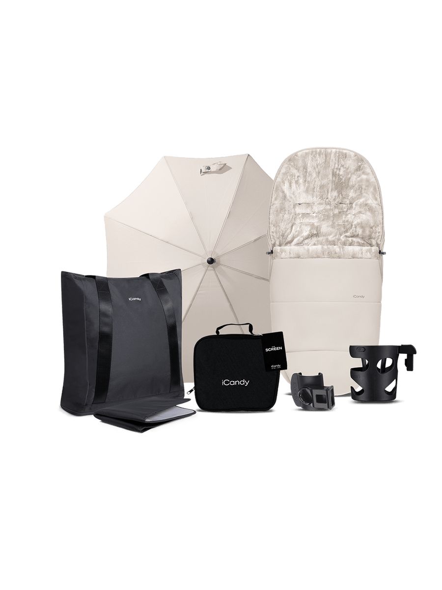 Core 2 Sandstone Pushchair and Carrycot - Complete 360 Car Seat Bundle