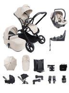 Core 2 Sandstone Pushchair and Carrycot - Complete 360 Car Seat Bundle