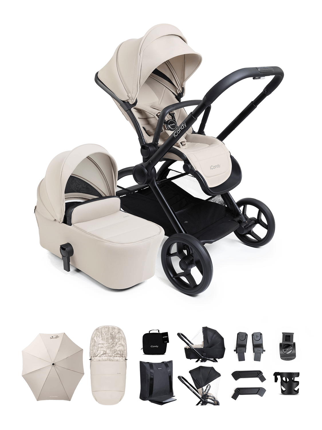 Core 2 Sandstone Pushchair and Carrycot - Complete Bundle