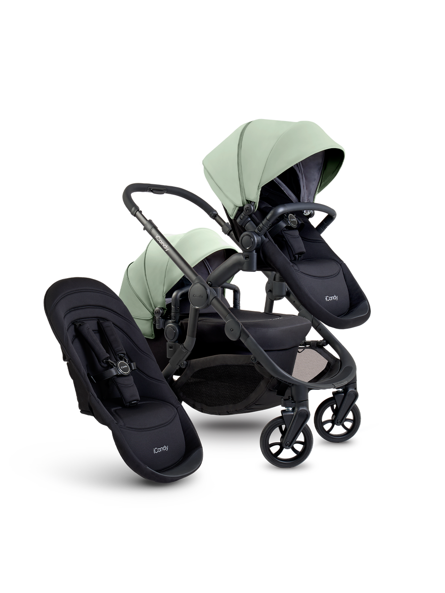 Orange 4 Pistachio Double Pushchair Bundle