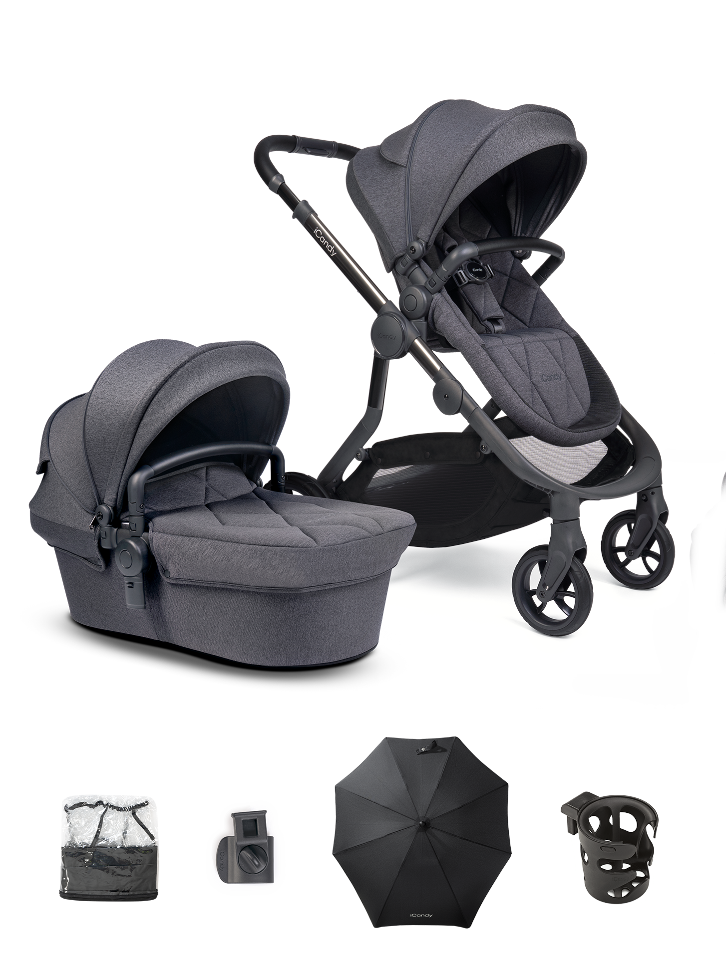 Orange 3 Dark Slate Pushchair - Summer Bundle