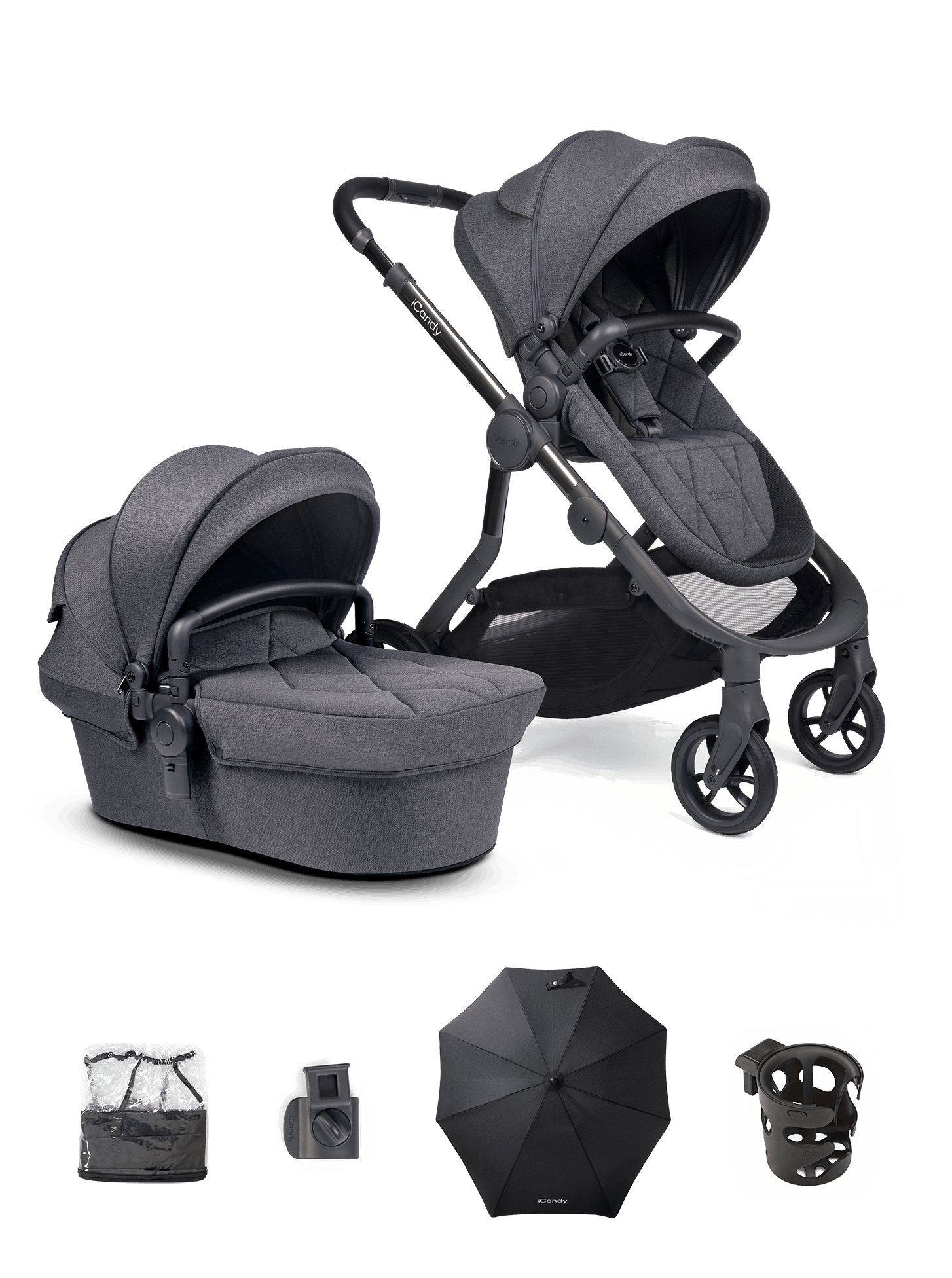 Orange 3 Dark Slate Pushchair Bundle