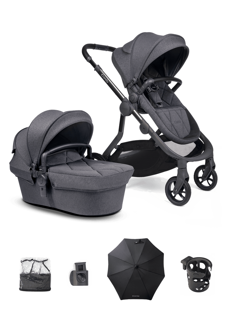 Orange 3 Dark Slate Pushchair Bundle