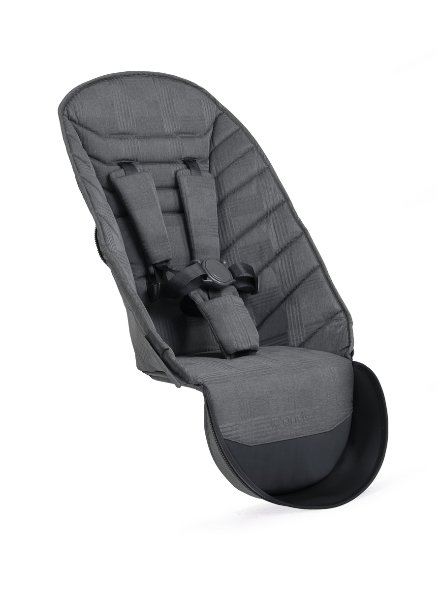 Peach 6 Dark Grey Check Seat Unit Fabric