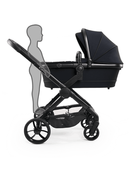 Peach 7 Black Pushchair and Carrycot - Complete 360 Car Seat Bundle