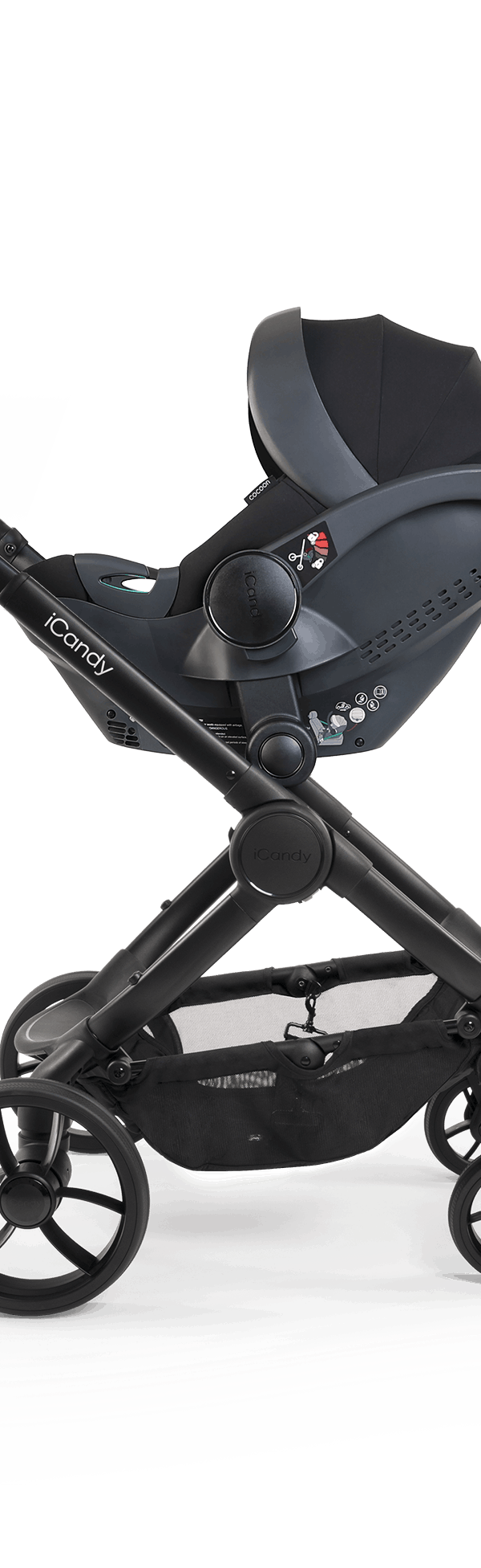 Peach 7 Black Pushchair and Carrycot - Complete 360 Car Seat Bundle