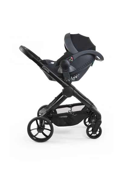 Peach 7 Black Pushchair and Carrycot - Complete 360 Car Seat Bundle