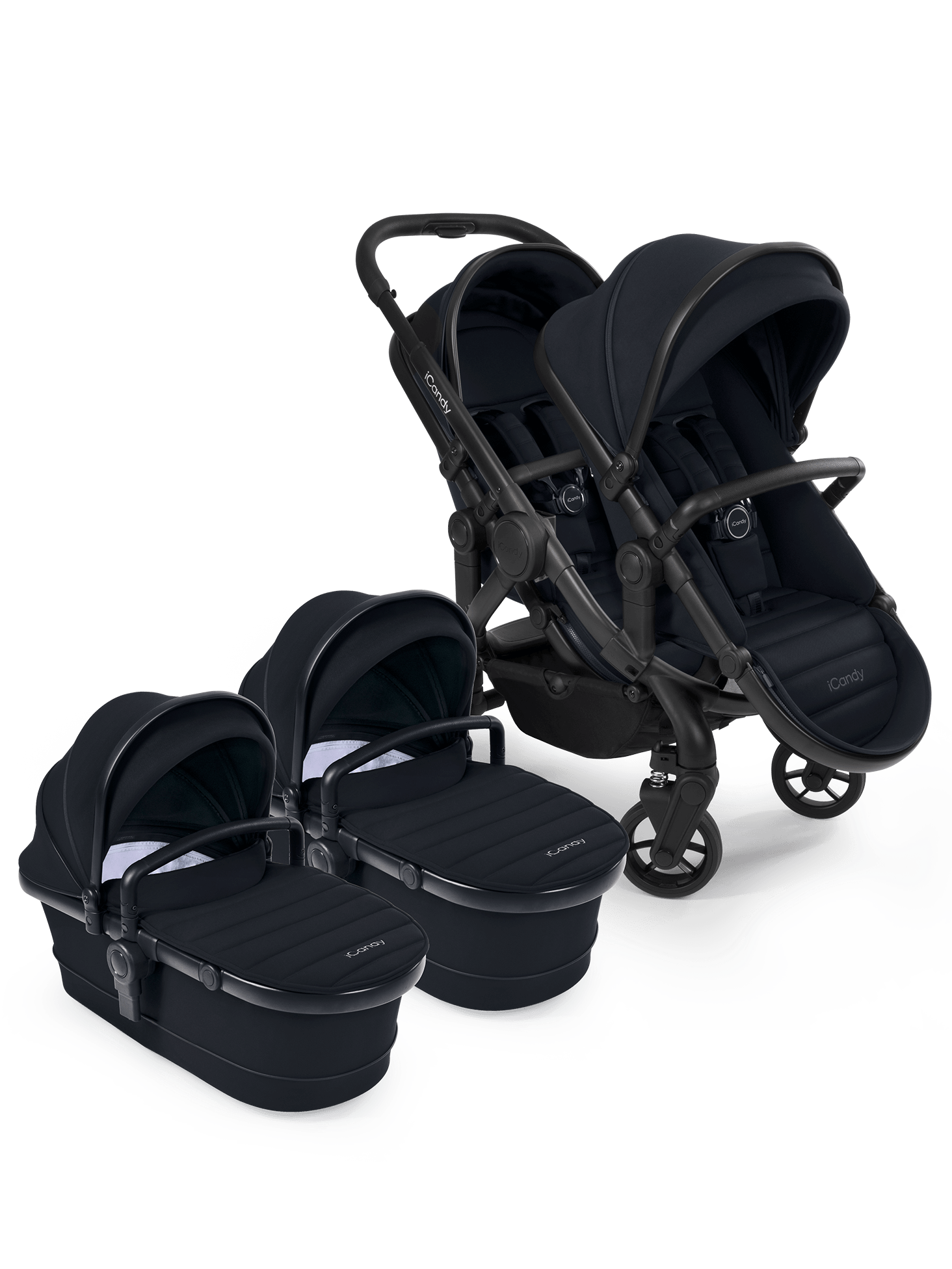 Peach 7 Black Pushchair and Carrycot - Twin