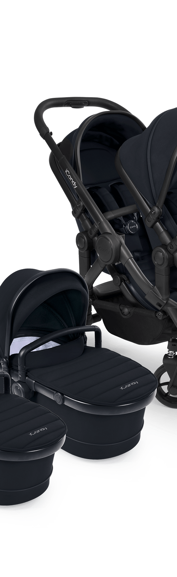 Peach 7 Black Pushchair and Carrycot - Twin