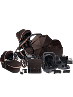 Peach 7 Pecan Pushchair and Carrycot - Complete 360 Car Seat Bundle