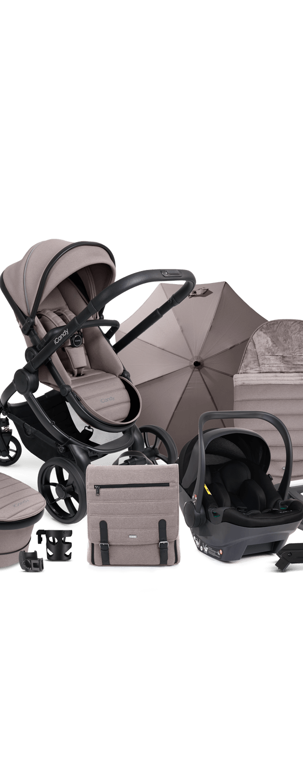 Peach 7 Porcini Pushchair and Carrycot - Complete Car Seat Bundle