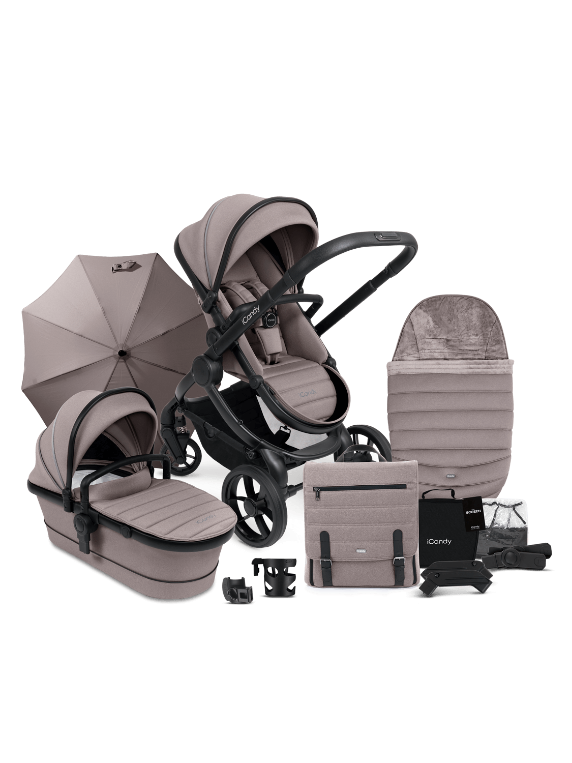 Peach 7 Porcini Pushchair and Carrycot - Complete Bundle