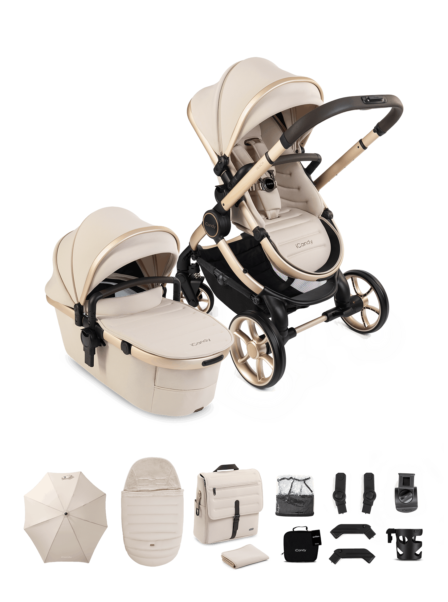Peach 8 Biscotti Pushchair and Carrycot - Pushchair Bundle
