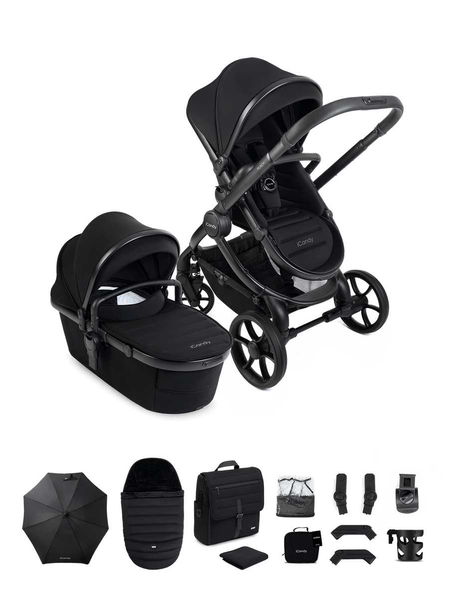 Peach 8 Black Pushchair and Carrycot - Pushchair Bundle