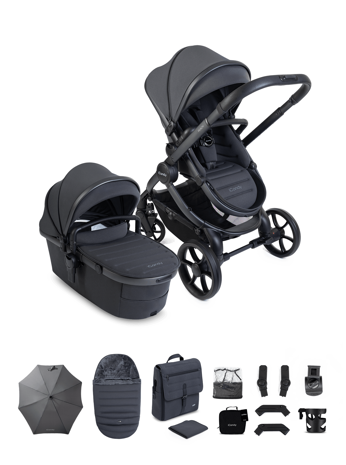 Peach 8 Grey Pushchair and Carrycot - Pushchair Bundle