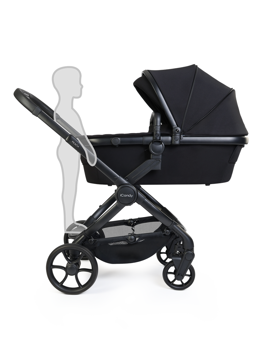 Peach 8 Black Pushchair and Carrycot - 360 Car Seat Pushchair Bundle