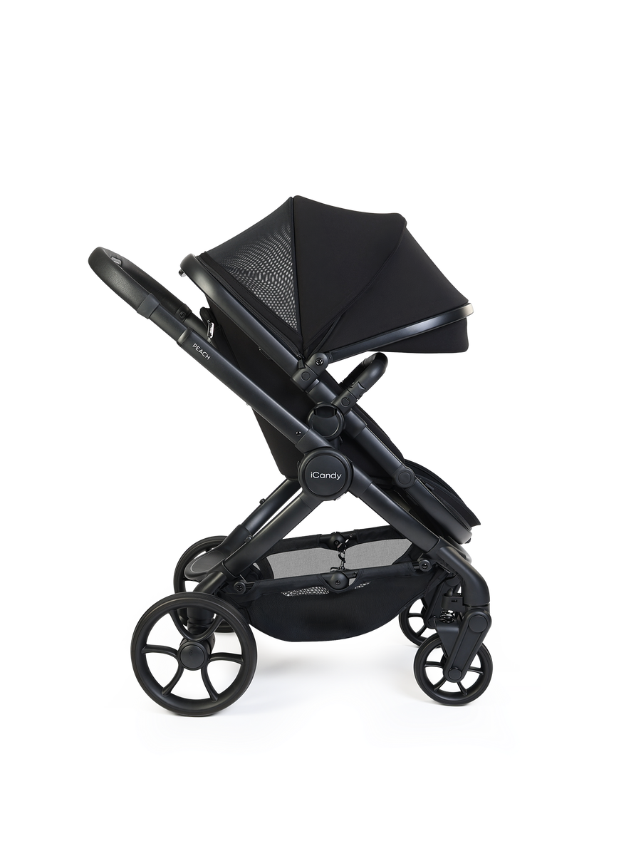 Peach 8 Black Pushchair and Carrycot - 360 Car Seat Pushchair Bundle