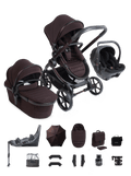 Peach 8 Coffee Bean Pushchair and Carrycot - 360 Car Seat Pushchair Bundle