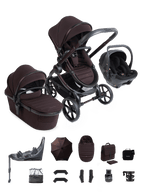 Peach 8 Coffee Bean Pushchair and Carrycot - 360 Car Seat Pushchair Bundle
