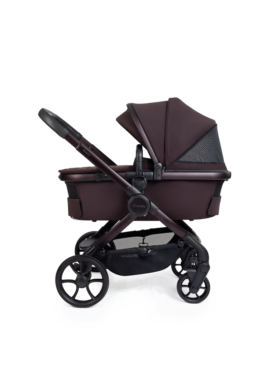 Peach 8 Coffee Bean Pushchair and Carrycot - 360 Car Seat Pushchair Bundle