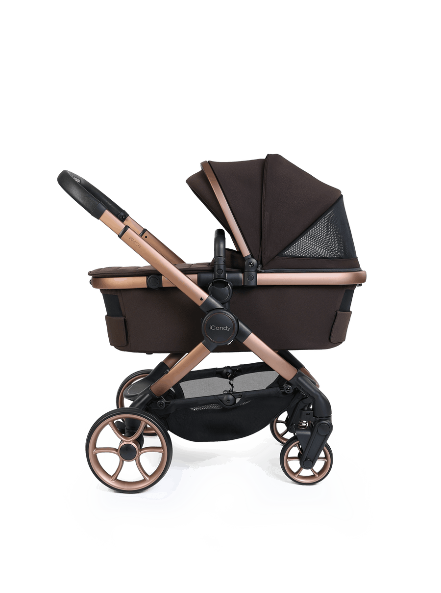 Peach 8 Pecan Pushchair and Carrycot - 360 Car Seat Pushchair Bundle