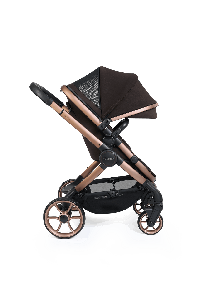 Peach 8 Pecan Pushchair and Carrycot - 360 Car Seat Pushchair Bundle