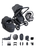 Peach 8 Grey Pushchair and Carrycot - 360 Car Seat Pushchair Bundle