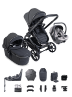 Peach 8 Grey Pushchair and Carrycot - 360 Car Seat Pushchair Bundle