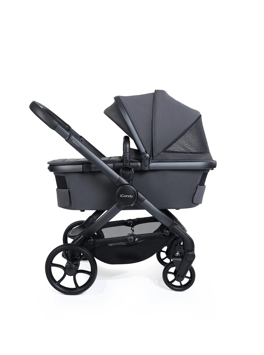 Peach 8 Grey Pushchair and Carrycot - 360 Car Seat Pushchair Bundle