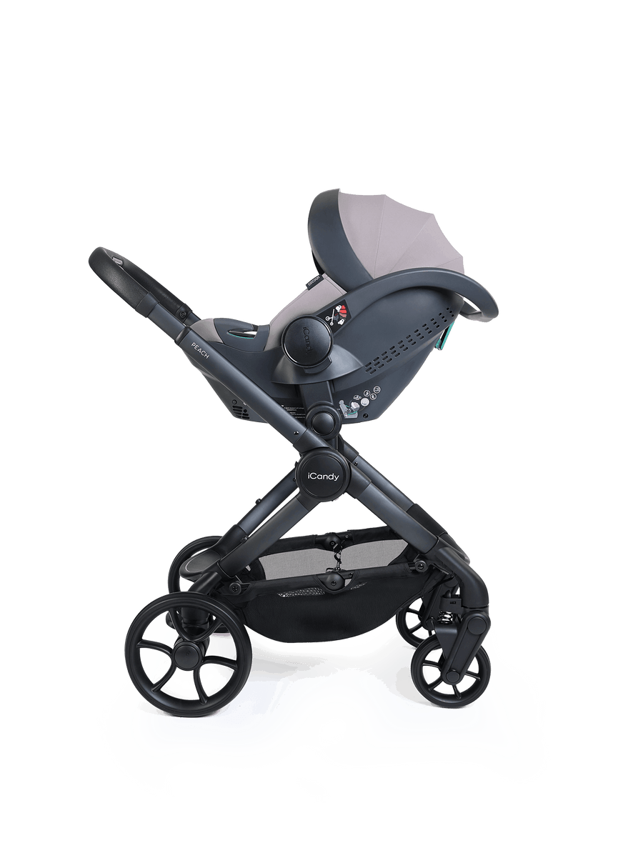 Peach 8 Grey Pushchair and Carrycot - 360 Car Seat Pushchair Bundle
