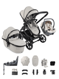 Peach 8 Taupe Pushchair and Carrycot - 360 Car Seat Pushchair Bundle